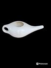 White Ceramic Neti Pot with Lotus & Water Design-Himalayan Institute