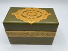 Vintage wooden playing card box Lacquer 2 Decks Green & Gold