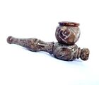 Natural Crystal Onyx Stone Smoking Pipe Wooden Carved Finish Adults Tobacco Pipe