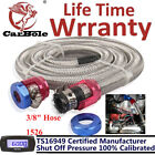 3/8 inch 3ft Braided Stainless Steel Hoses Fuel Lines With Red/Blue Clamp Covers