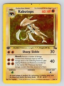 MP Pokémon TCG Kabutops Fossil 9/62 Holo 1ST EDITION Holo Rare