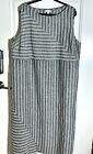 J. Jill Plus 3X Gray Beech Linen Maxi Dress Pockets Love Linen Slimming Stripe