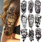 Lion Flower Temporary Tattoos For Women Men Kids Boys Fake Wolf Tattoo Sticker