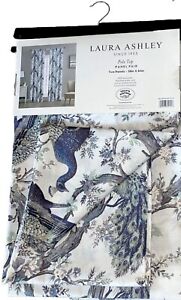 2 LAURA ASHLEY BELVEDERE PEACOCK Green Blue Window Curtains Panels Drapes 38x84