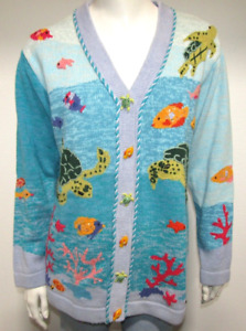 STORYBOOK KNITS HANDKNITS BUTTON UP SEQUIN SWEATER WOMENS SIZE SMALL ~VINTAGE~