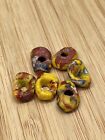 African Trade Beads Ghana Yellow Rondelle Spacers x 6