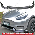 For Tesla Model Y 2020-2024 Carbon Style ABS Front Bumper Lip Spoiler Splitter (For: Tesla Y)