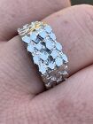 Mens REAL Solid 925 Sterling Silver Nugget Ring Iced Baguette CZ Sz 6-13