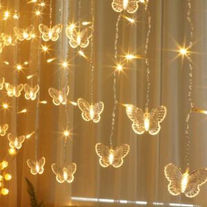 Christmas 96 LED Curtain Window Butterfly String Fairy Lights Waterproof Decor