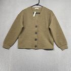 Madewell Cardigan Womens XS Floral Puff Jacquard Cropped Retro Olive Green