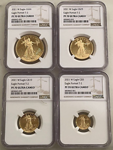 2021-W 4-Coin Gold Eagle Set Type 2 NGC PF70 UCam + OGP