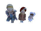 3 Antique all Bisque Miniature Bonnet Dolls