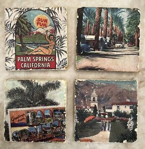 Coasters Palm Springs, California Set Of 4 Studio Vertu  4x4 In.  Tumbled Marble