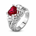 Women 925 Silver,Gold Wedding Red Zircon Engagement Ring Fashion Jewelry Sz 6-10