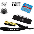 Professional Barber Hair Shaving Razor Straight Edge Knife + 100 Blades