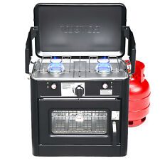 2-in-1 Portable 2 Burner Camping Stove & Propane Oven w/ Igniter & & Regulator