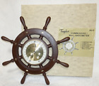 Vintage Taylor Brass Wooden Ship’s Wheel Wall Barometer Thermometer Nautical 18