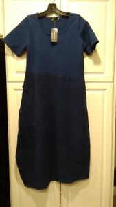 Fenini Designer, NWT Blue Navy Dress, Size XS, Short Sleeves