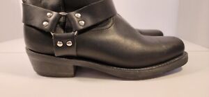 Dingo Mens Black Leather Dl19057 Harness Square Toe Boots 12EW