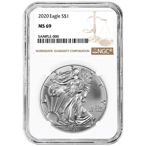 2020 $1 American Silver Eagle NGC MS69 Brown Label