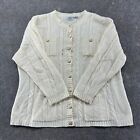 VINTAGE Cable Knit Sweater Womens 3XL Cream Cardigan Fisherman Rope Aran 90s