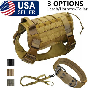 Tactical Dog Harness Military Pet Training Vest K9 Adjustable Collar With Buckle