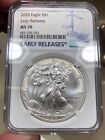 2020 American Silver Eagle graded MS70 by NGC First Release MILKY COIN