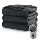 Heated Electric Blanket Bedding Twin Size Fleece Blanket w/10 Heat Settings Grey