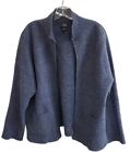 Eileen Fisher Women’s Boiled Wool Full Zip High Neck Sweater Blue Size M