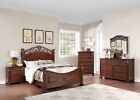 Formal Brown Finish Bedroom Cal King Size Bed Nightstand Dresser Mirror 4pc Set