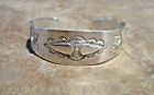 RARE 1920's Navajo Coin Silver Stamped Design Repousse Bracelet