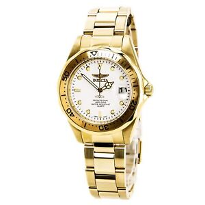 Invicta Men's Watch Pro Diver Quartz White Dial Yellow Gold Steel Bracelet 8938