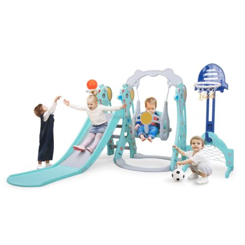 5 in 1 Toddler Slide &Swing PlaySet Indoor Outdoor Freestand Backyard Playground