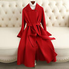Double-sided Woolen Coat Women's Mid Length 100% Real Wool Outwear Belted Trench