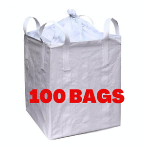 Pallet New FIBC Bulk Bag Ton 2200 lb, Duffle Top and Flat Bottom, 100 Bags
