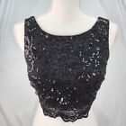 City Triangle JR Size 1 Black Sequin Lace Crop Top Bra Padded Party Clubbing