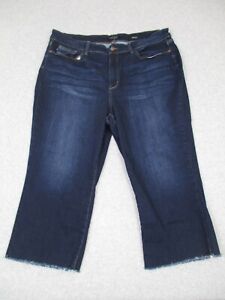 Judy Blue Jeans Women 24W Denim Crop Wide Leg Raw Hem Whiskering High Rise Boho