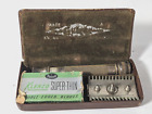 Vintage  Gillette Old Type Safety Razor Alamy Brown Travel Case As Is