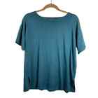 Eileen Fisher Oversized Tee Womens XS Teal Casual Loose Blouse Short Sleeve Top