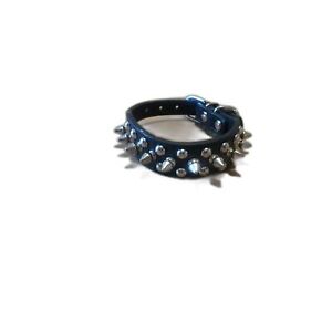 Dog Collar with Black with Silver Tone Spikes Size Small 9-11