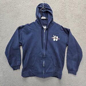 Trader Joes Hoodie Adult Size Medium Navy Blue Full Zip Hooded Sweatshirt