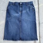 Vintage Gap Jeans Stretch Long Denim Skirt Front Pockets Sz. 14 Button Closure