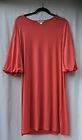 Women's Clothes-London Times/Coral/Three Quartered Sleeve/Knit Dress/Size 16