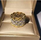 Bomb Party Ring 8 Crown Geometric CZ Silver Gold Crystal Wide Star Wavy Size