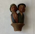 Vintage Anri Italian Polychrome Wooden Mechanical Cork, Old Man and Woman