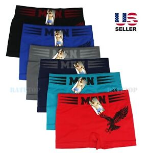 Lot 6 Pack Mens Microfiber Boxer Briefs Underwear Compression Stretch Sport Flex