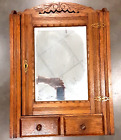 Antique EASTLAKE VICTORIAN Oak Wall Apothecary MEDICINE CABINET With Drawers