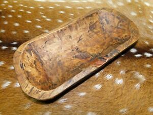 * Carved Wooden Dough Bowl Primitive Wood Trencher Tray Rustic Home Decor 10-12