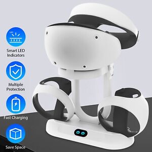 Dual Charging Station Charger Dock for PS VR2 w/Controller Headset Display Stand