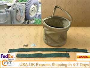 Folding Canvas Water Bucket Fits all Jeeps with Jerry Can-Repro WW2  US Army